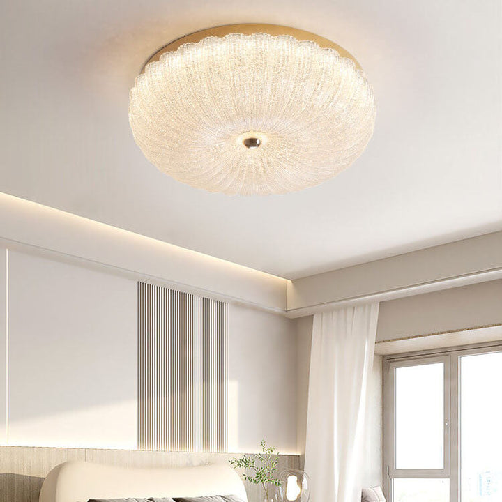 Moderne Luxus Edelstahl Glas Kupfer Runde LED-Halbeinbau-Deckenleuchte 