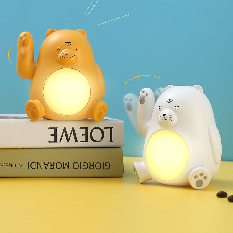 Lámpara de mesa con luz nocturna LED de tigre con asa creativa de dibujos animados 