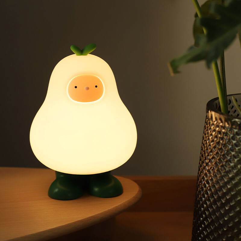 Lampe de table LED USB en silicone poire dessin animé créatif moderne 