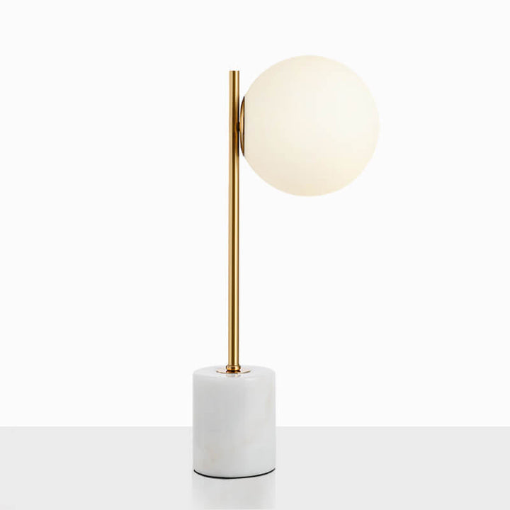 Lámpara de mesa de 1 luz con base de mármol y bola de vidrio esmerilado minimalista nórdica 