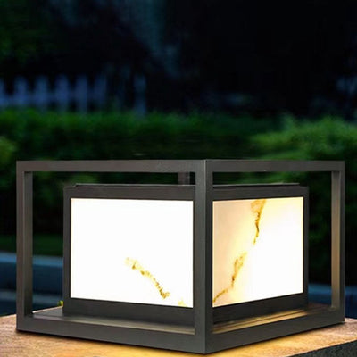 Modern Solar Square Chinese Outdoor Column Head Light LED Lawn Landscape Light