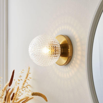 Nordic Retro Plaid Spherical Design 1-Light Wall Sconce Lamp