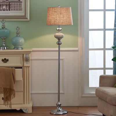 Modern Minimalist Solid Color Ceramic Fabric Hardware 1-Light Standing Floor Lamp