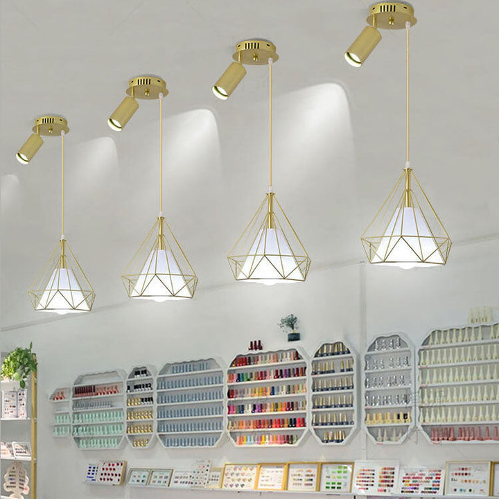 Lustre Moderne de Luxe en Fer et Diamant avec PVC et 1/3 Lumière pour Îlot 