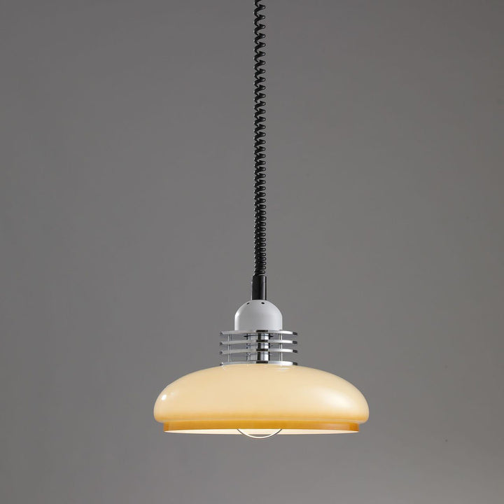 Japanese Minimalist Hardware Glass Round Head Retractable 1-Light Pendant Light