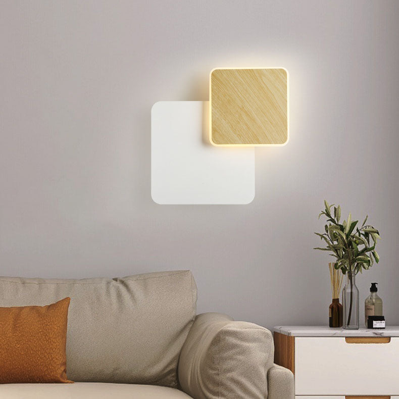 Nordic Minimalist Log Square Round LED Wall Sconce Lamp