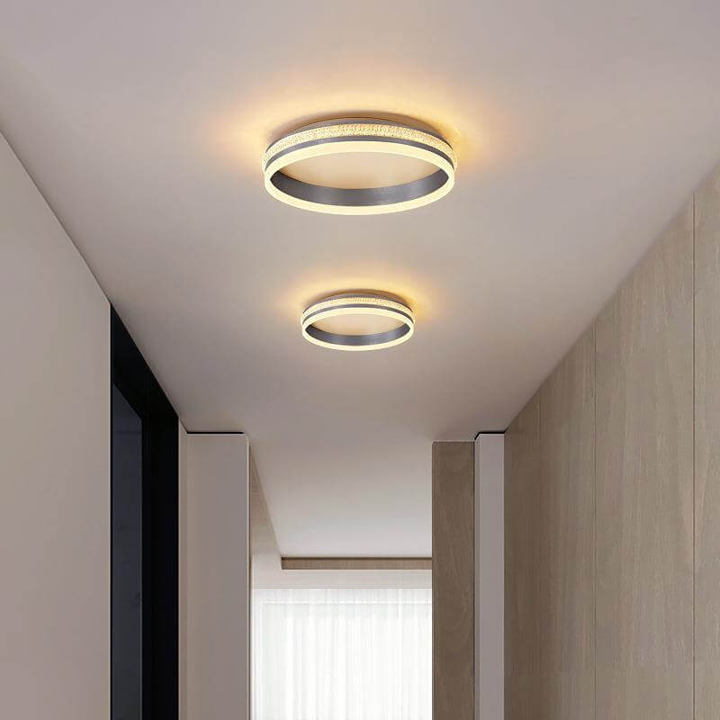 Italian Minimalist Ring Brushed Acrylic LED Flush Mount Ceiling Light