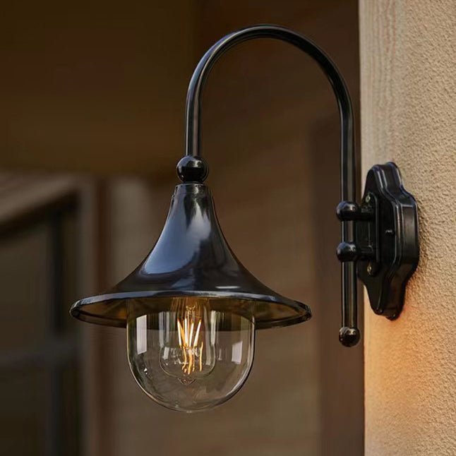 Zeitgenössische industrielle Aluminium-Horn-Form 1-Licht Wandleuchte Lampe für Terrasse im Freien 
