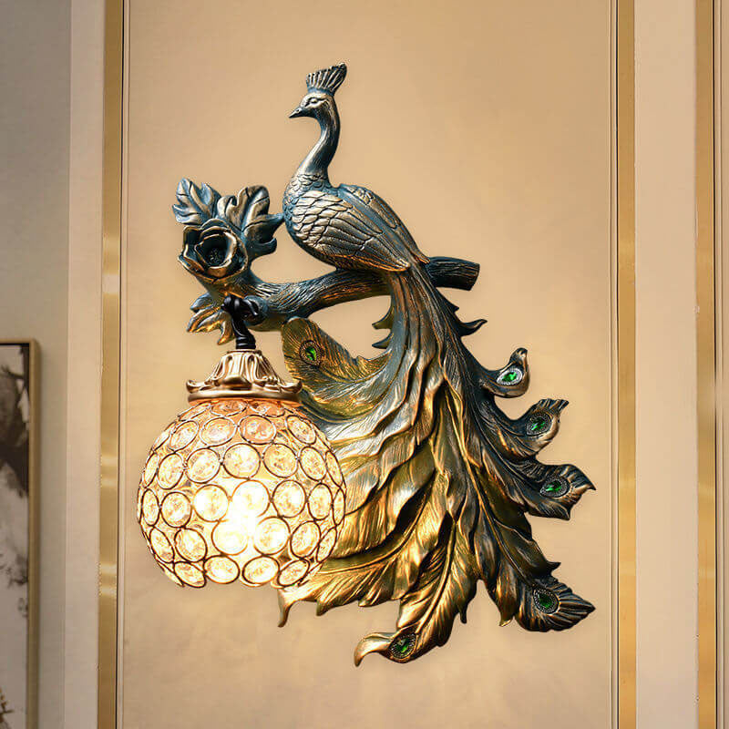 Europäische Vintage Peacock Resin 1-Light Wandleuchte