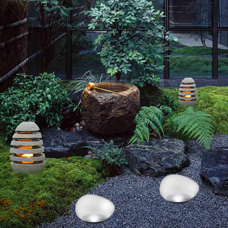 Lumière de Paysage Extérieure LED en Verre Sablé ABS Solar Pebble 