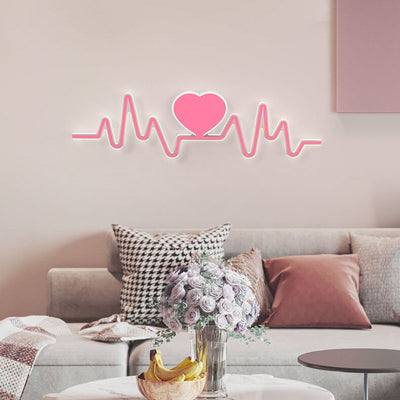 Modern Minimalist Pink Heart Curves LED Wall Sconce Lamp