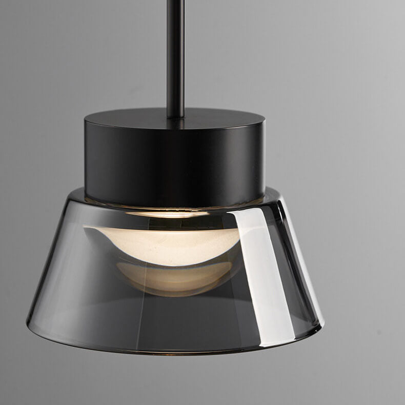 Modern Minimalist Smoke Gray Aluminum Glass Cone Acrylic LED Chandelier for Living Room