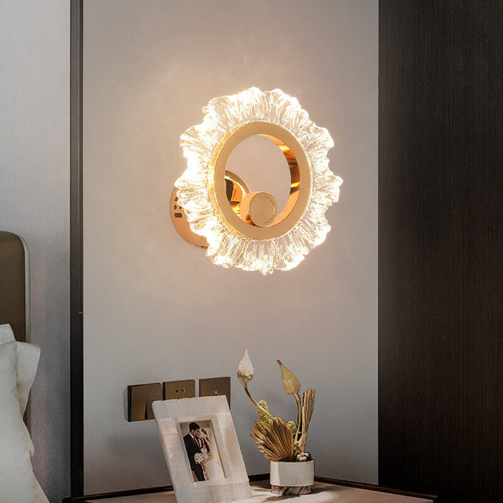 Lámpara de Pared LED de Hierro con Forma de Girasol de Acrílico de Lujo Ligero Moderno 