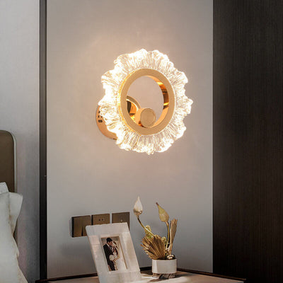 Modern Light Luxury Acrylic Sunflower Shape Iron LED Wall Sconce Lamp