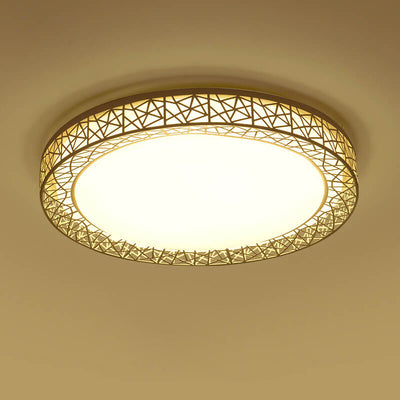Modern Creative Round Bird's Nest Iron LED Flush Mount Ceiling Light