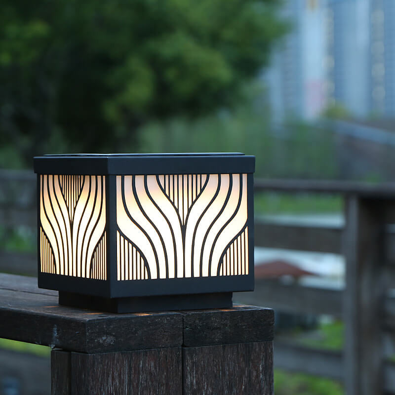 Modern Solar Patterned Stainless Steel Square Courtyard LED Path Lamp