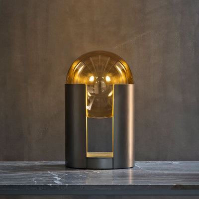 Nordic Cognac Glass Ball Column Base 2-Light Table Lamp