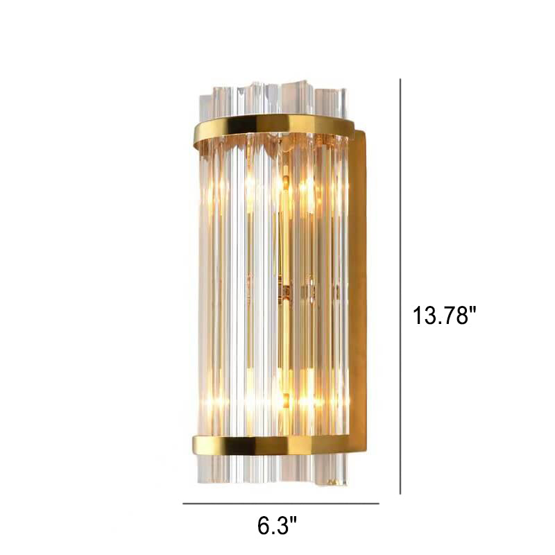 Lámpara de Aplique de Pared de 2 Luces con Columna Plateada de Cristal de Lujo Nórdico 