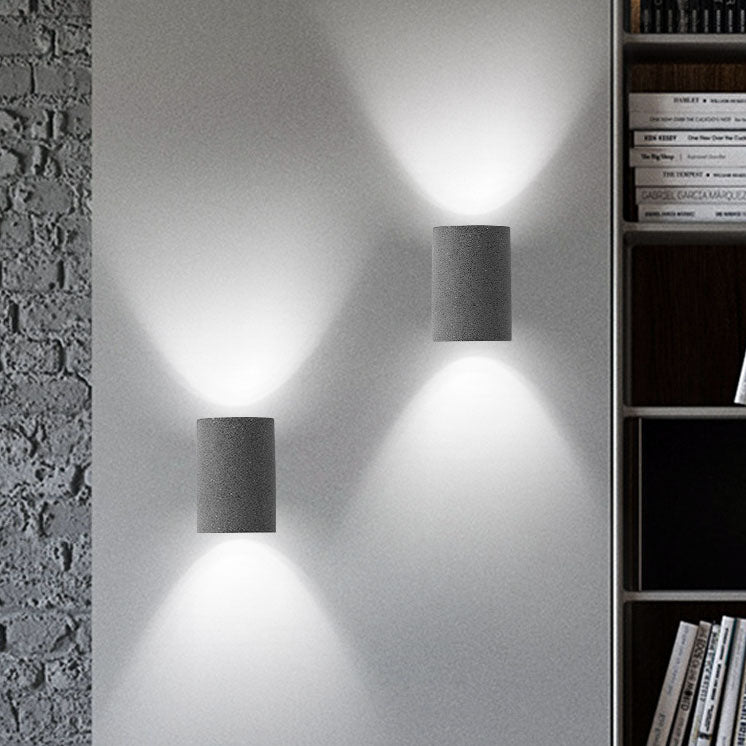 Contemporary Industrial Round Column Cement 1-Light Wall Sconce Lamp For Hallway