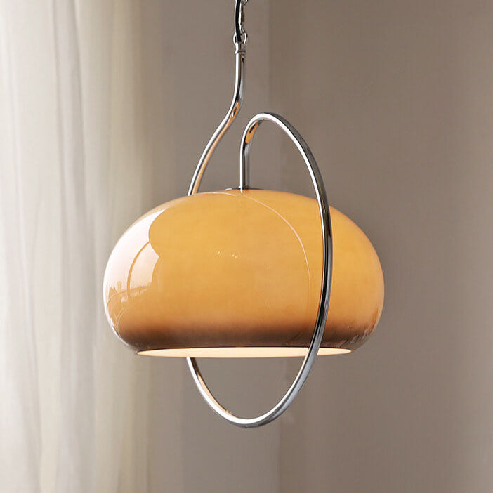 European Vintage Round Ball Iron Glass 1-Light Pendant Light