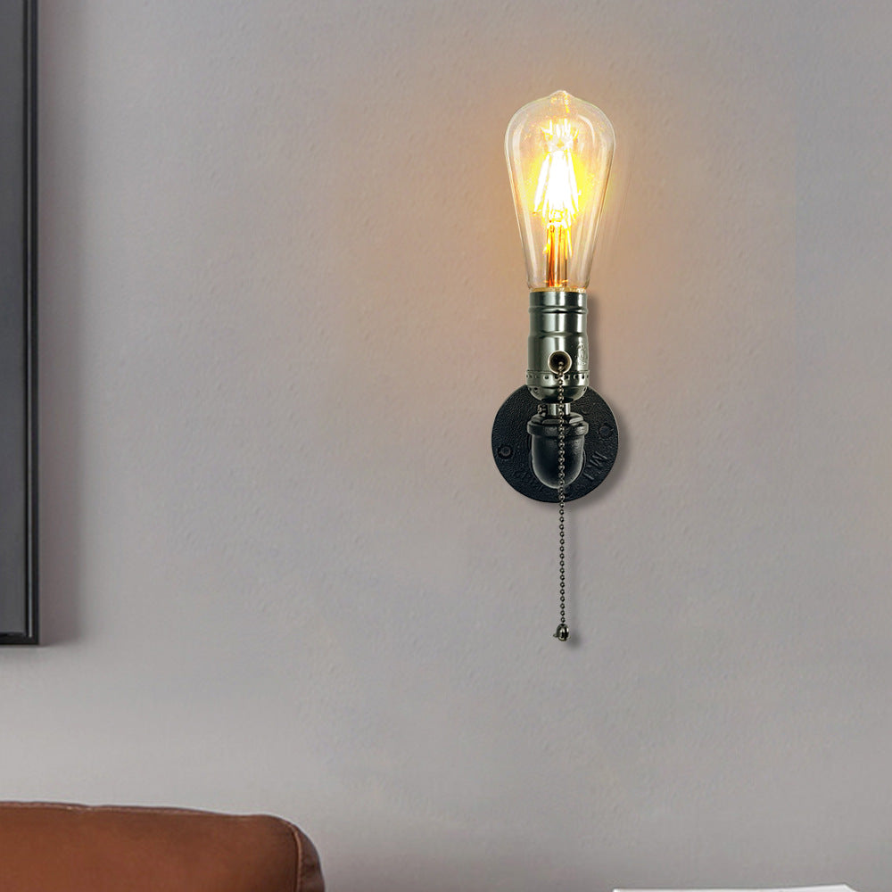 Contemporary Industrial Iron Aluminum Plumbing 1-Light Wall Sconce Lamp for Living Room