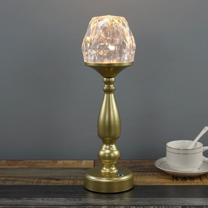 Lámpara de Mesa Táctil LED de Metal y Plástico con Columna Creativa Retro 