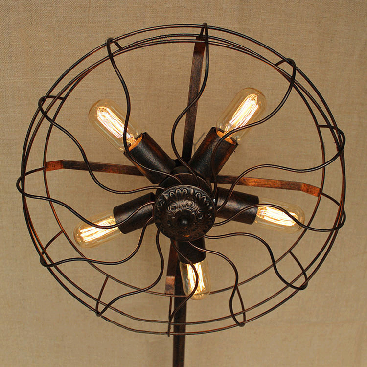 Industrial Iron Retro Nostalgic LED Standing Floor Fan Lamp