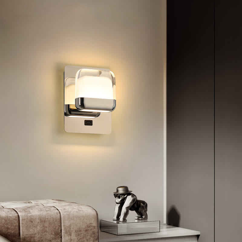 Lampe murale LED carrée en acrylique simple et moderne en acier inoxydable 