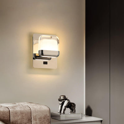 Modern Simple Stainless Steel Square Acrylic LED Wall Sconce Lamp