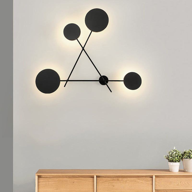 Moderne Mid-Century Eisen Dreieck Rahmen Acryl Disc LED Wand Leuchte Lampe Für Schlafzimmer 