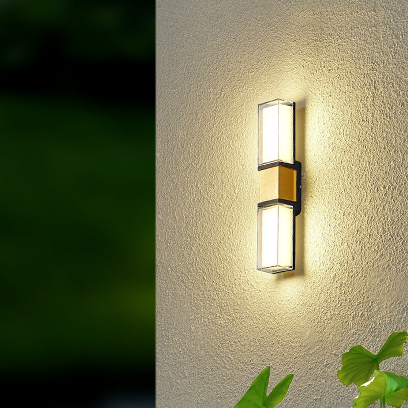 Applique Murale LED Rectangulaire en Aluminium avec Abat-Jour Acrylique Imperméable pour Extérieur 