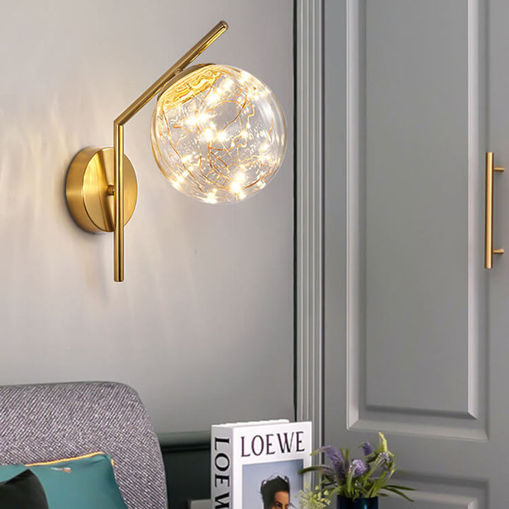 Traditionelle europäische Wandleuchte mit vollem Stern aus Eisen und Glas mit LED-Lichtkugel für Wohnzimmer und Schlafzimmer 