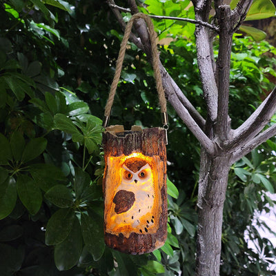 Solar Stump Owl Patio Garden Villa Decorative Hanging Light