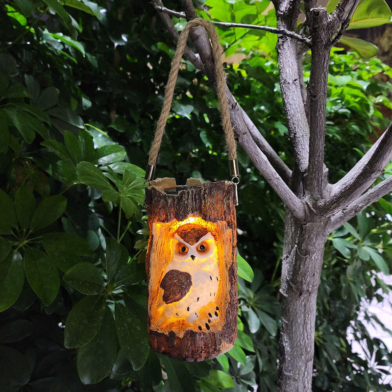 Solar Stump Owl Patio Garden Villa Decorative Hanging Light