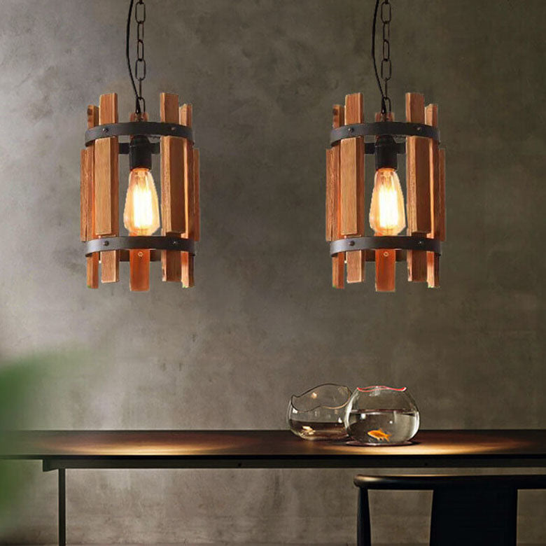 Industrial Style Creative Retro Wood 1-Light Pendant Light