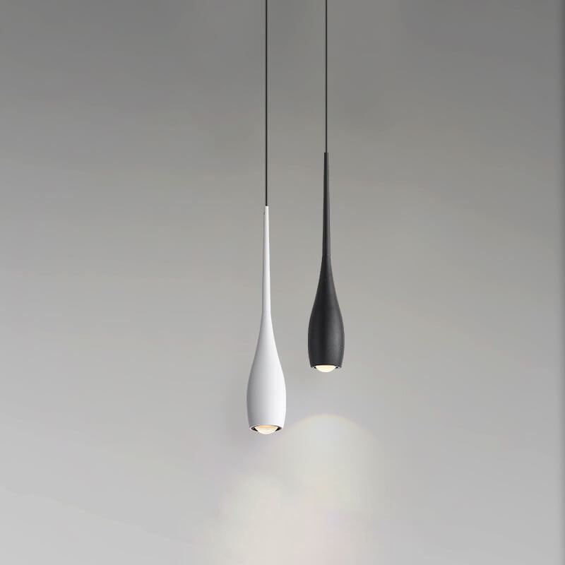 Moderner minimalistischer LED-Pendelleuchter aus Aluminium in Schwarz-Weiß mit einfarbigen Tropfen 