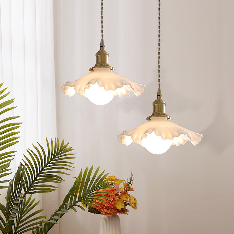 Contemporary Scandinavian Pod All Copper Glass 1-Light Pendant Light For Living Room