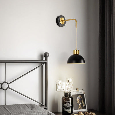 Modern Minimalist Half Circle Pendant Wire Iron 1-Light Wall Sconce Lamp For Bedroom