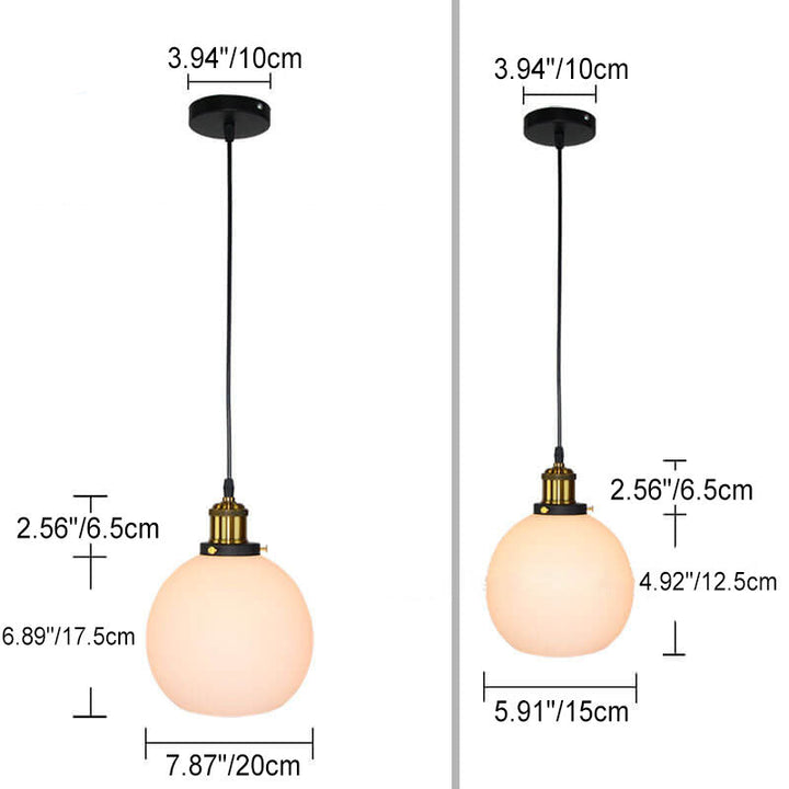 Suspension lumineuse scandinave moderne à une ampoule en verre rond 