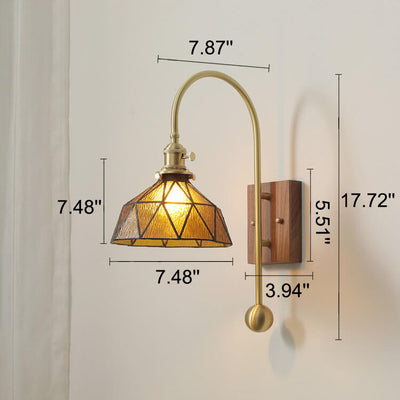 Modern Japanese Vintage Brass 1-Light Wall Sconce Lamp