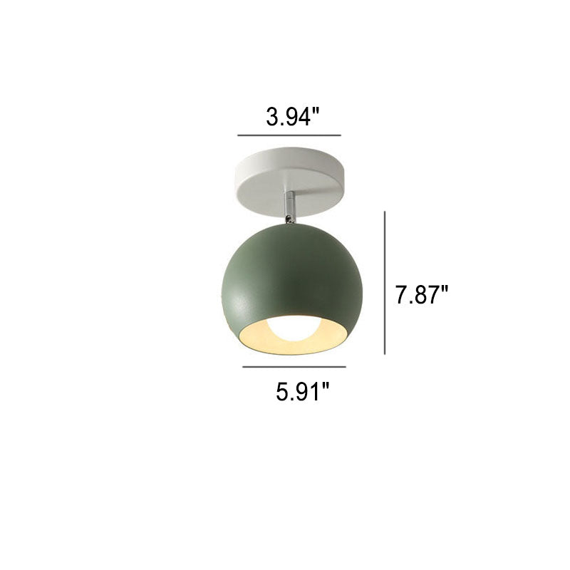 Nordic Macaron Dome 1-Light Semi-Flush Mount Ceiling Light