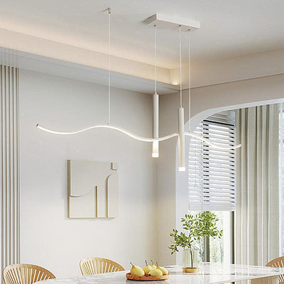 Modern Minimalist Geometric Aluminum Wavy Line LED Island Light Spotlight Chandelier For Living Room