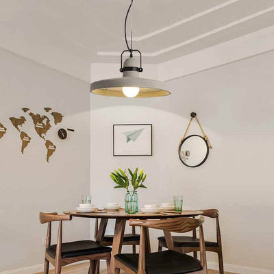 Industrial Vintage Cement Round Disc 1-Light Pendant Light