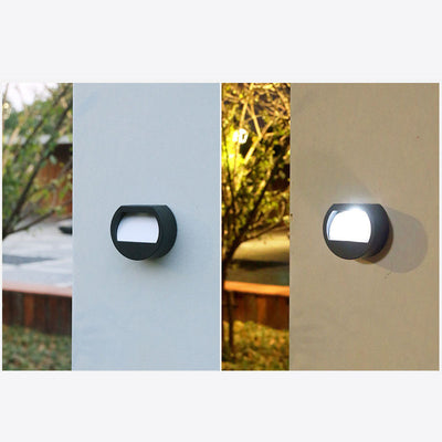 Solar Outdoor Waterproof Round LED Steps Garden Wall Sconce Lamp