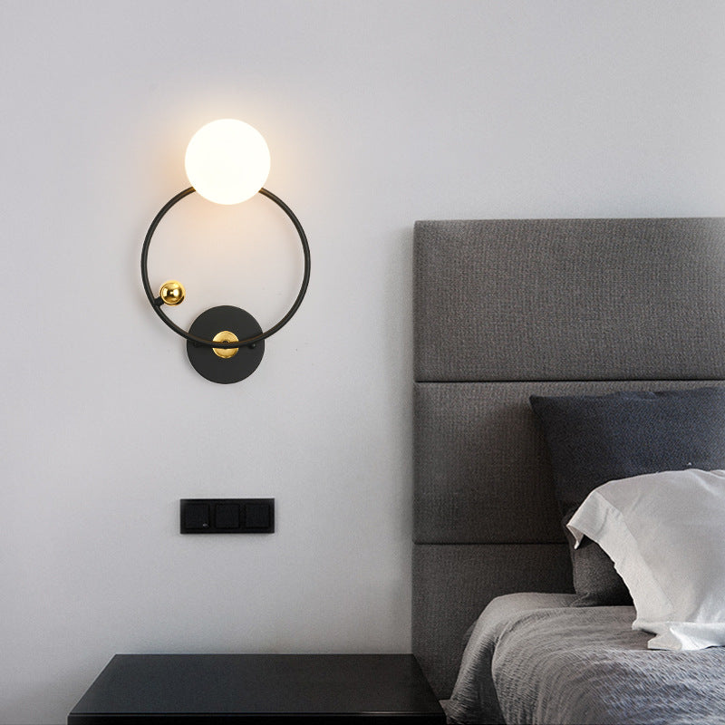 Nordische minimalistische runde Kugeleisen-Glas-Wandleuchte mit 1 Licht 