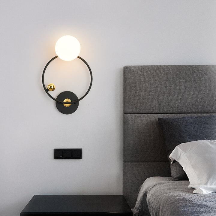 Nordische minimalistische runde Kugeleisen-Glas-Wandleuchte mit 1 Licht 