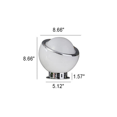 Lampe de table à 1 lumière en verre et fer à tête ronde moderne et colorée 