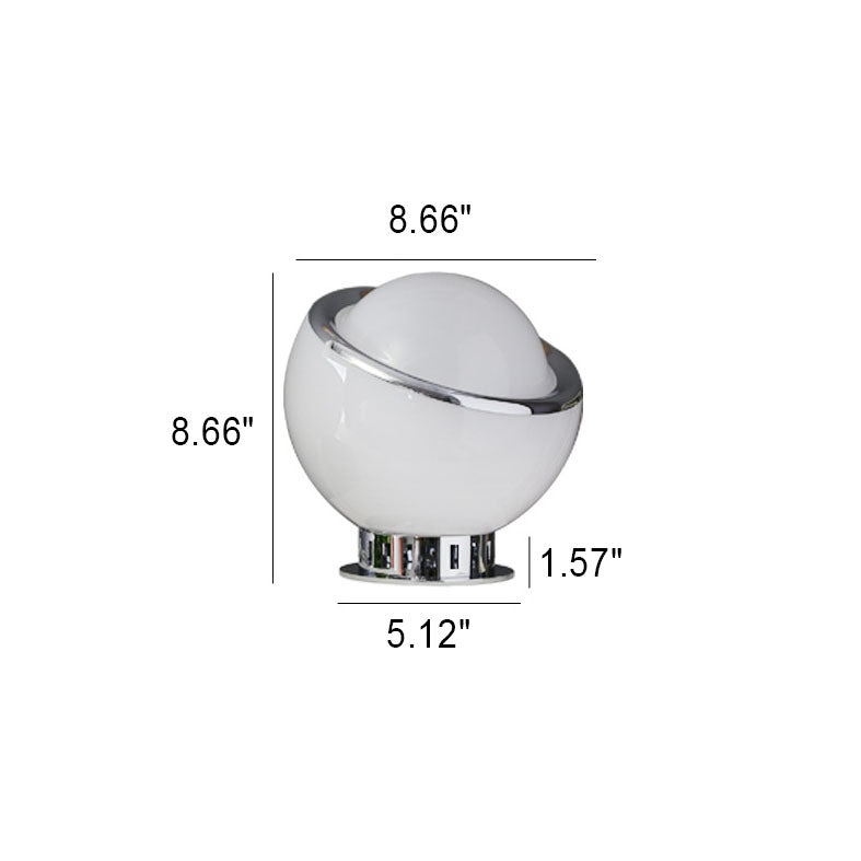 Lampe de table à 1 lumière en verre et fer à tête ronde moderne et colorée 