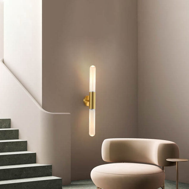 Moderne Leichte Luxus Lange Gold Klare Kupfer Glas 1-Licht Wandleuchte Lampe 