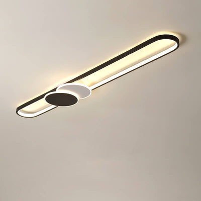 Minimalist Long Bar Double Circle Decorative Design LED Flush Mount Light